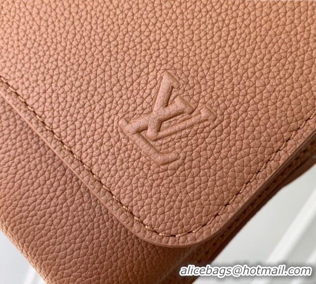 Most Popular Louis Vuitton Mens Boarding Messenger bag in Waxy calfskin M25981 Tan Brown 2025