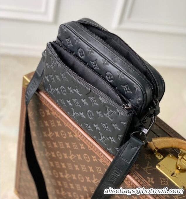 Super Quality Louis Vuitton Mens Trio Messenger Bag in Monogram Shadow Leather M26713 Black 2025