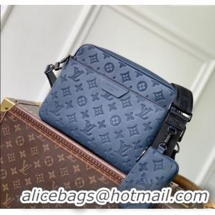 Most Popular Louis Vuitton Mens Trio Messenger Bag in Monogram Shadow Leather M27925 Navy Blue 2025