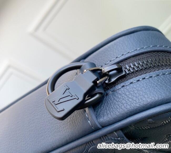 Most Popular Louis Vuitton Mens Trio Messenger Bag in Monogram Shadow Leather M27925 Navy Blue 2025