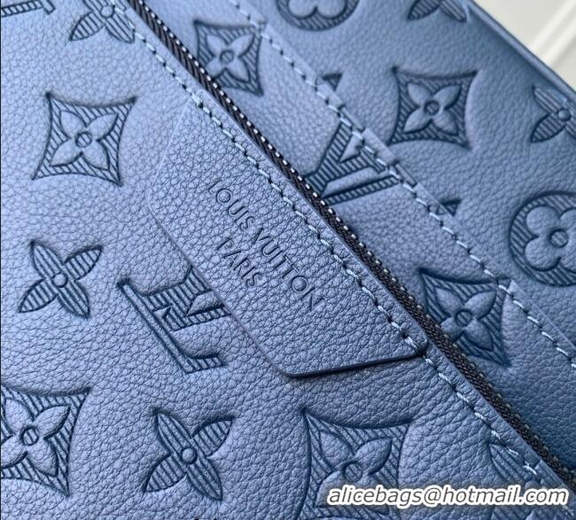 Most Popular Louis Vuitton Mens Trio Messenger Bag in Monogram Shadow Leather M27925 Navy Blue 2025