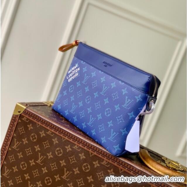 Affordable Price Louis Vuitton Pochette Voyage Souple Pouch in Monogram Heritage Canvas M12665 Blue 2025