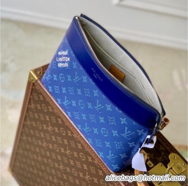 Affordable Price Louis Vuitton Pochette Voyage Souple Pouch in Monogram Heritage Canvas M12665 Blue 2025