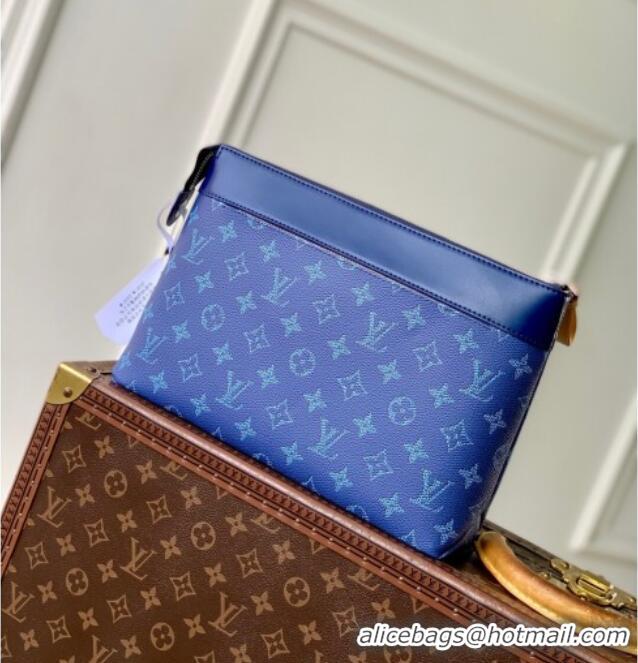 Affordable Price Louis Vuitton Pochette Voyage Souple Pouch in Monogram Heritage Canvas M12665 Blue 2025