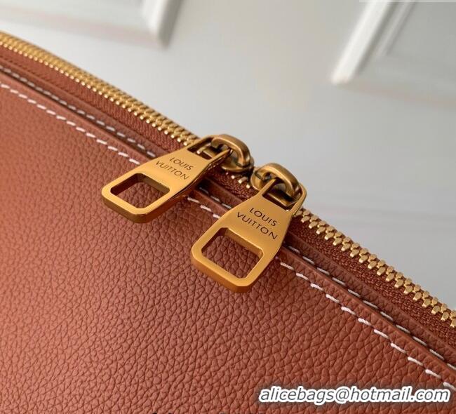 Shop Grade Louis Vuitton Low Key Duffle Tote Bag in Black Calf leather M26257 Cognac Brown 2025