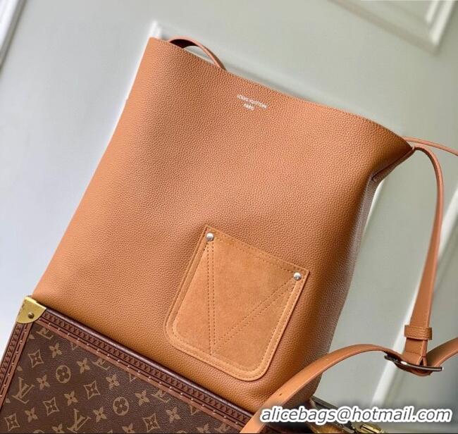 Super Quality Louis Vuitton Mens Verso Hobo Bag in LV Touch Leather M26745 Tan Brown 2025