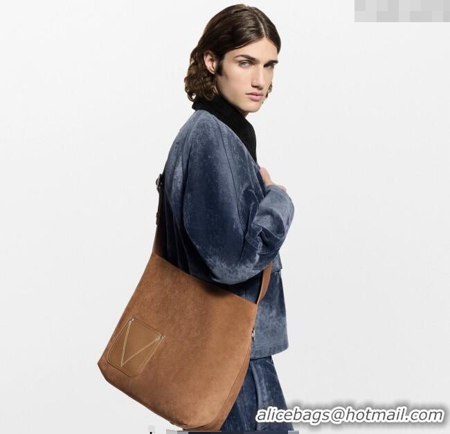 Super Quality Louis Vuitton Mens Verso Hobo Bag in LV Touch Leather M26745 Tan Brown 2025