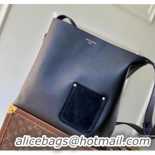 Famous Brand Louis Vuitton Mens Verso Hobo Bag in LV Touch Leather M27022 Black 2025