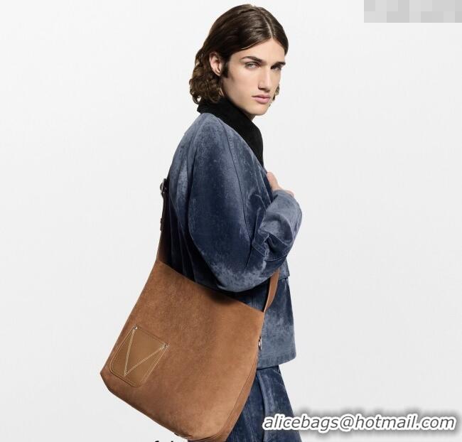 Famous Brand Louis Vuitton Mens Verso Hobo Bag in LV Touch Leather M27022 Black 2025