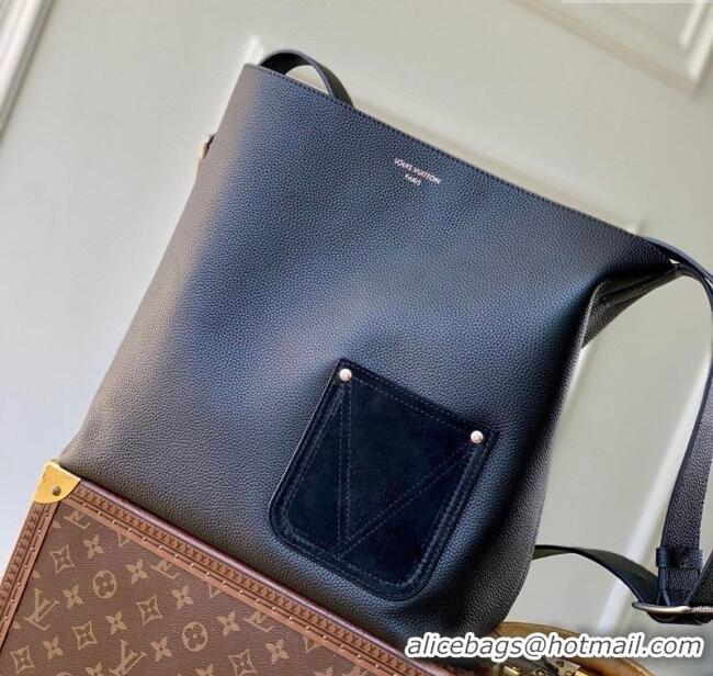 Famous Brand Louis Vuitton Mens Verso Hobo Bag in LV Touch Leather M27022 Black 2025