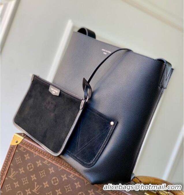 Famous Brand Louis Vuitton Mens Verso Hobo Bag in LV Touch Leather M27022 Black 2025