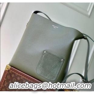 Famous Brand Louis Vuitton Mens Verso Hobo Bag in LV Touch Leather M26747 Khaki Green 2025