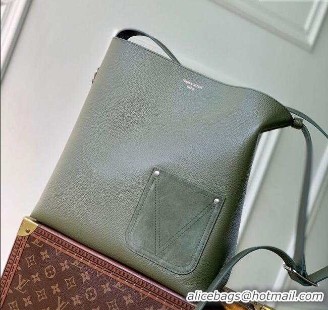 Famous Brand Louis Vuitton Mens Verso Hobo Bag in LV Touch Leather M26747 Khaki Green 2025