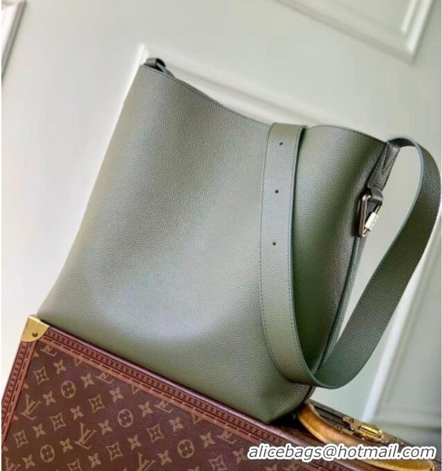 Famous Brand Louis Vuitton Mens Verso Hobo Bag in LV Touch Leather M26747 Khaki Green 2025