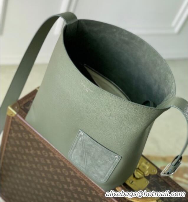 Famous Brand Louis Vuitton Mens Verso Hobo Bag in LV Touch Leather M26747 Khaki Green 2025