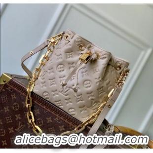 New Design Louis Vuitton Coussin Bucket bag in Galet Beige Lamb leather M26530 2025