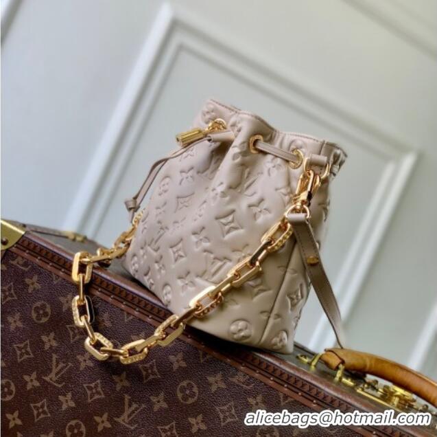 New Design Louis Vuitton Coussin Bucket bag in Galet Beige Lamb leather M26530 2025