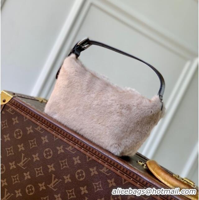 Well Crafted Louis Vuitton Hills Pochette Hobo Bag in Grey Mink Fur M15031 2025