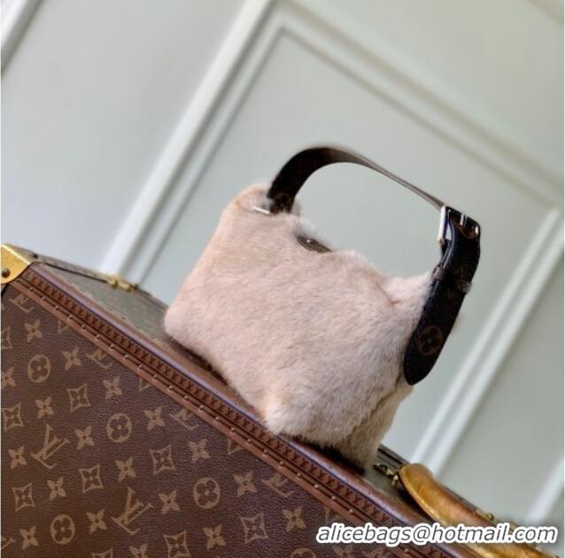 Well Crafted Louis Vuitton Hills Pochette Hobo Bag in Grey Mink Fur M15031 2025