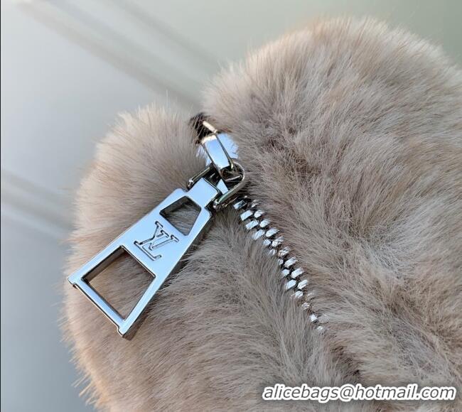 Well Crafted Louis Vuitton Hills Pochette Hobo Bag in Grey Mink Fur M15031 2025