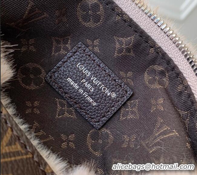Well Crafted Louis Vuitton Hills Pochette Hobo Bag in Grey Mink Fur M15031 2025