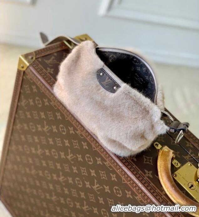 Well Crafted Louis Vuitton Hills Pochette Hobo Bag in Grey Mink Fur M15031 2025