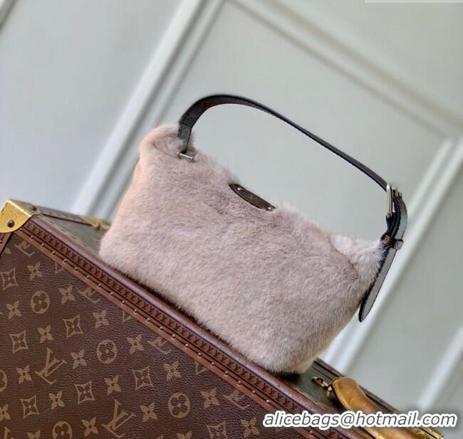 Well Crafted Louis Vuitton Hills Pochette Hobo Bag in Grey Mink Fur M15031 2025