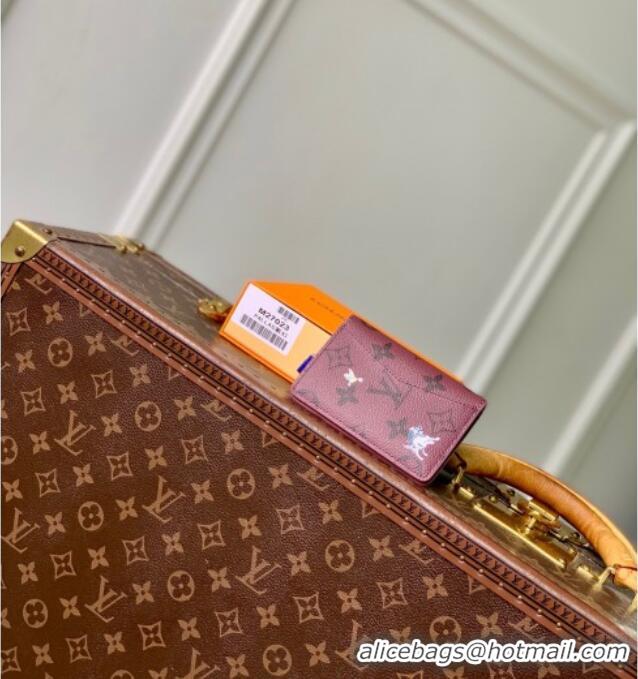 Grade Design Louis Vuitton Pocket Organizer Wallet in Monogram Forest Canvas M27021 Burgundy 2025
