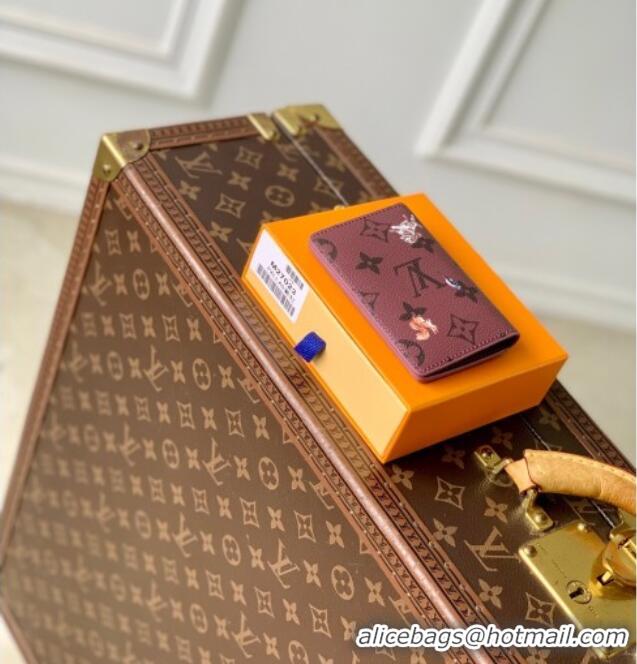 Grade Design Louis Vuitton Pocket Organizer Wallet in Monogram Forest Canvas M27021 Burgundy 2025