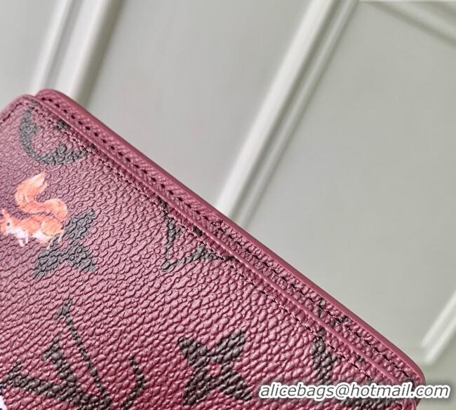 Grade Design Louis Vuitton Pocket Organizer Wallet in Monogram Forest Canvas M27021 Burgundy 2025