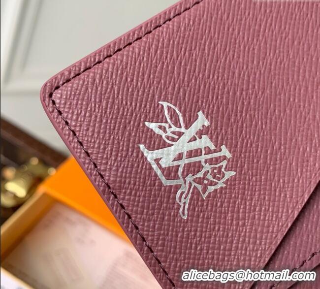 Grade Design Louis Vuitton Pocket Organizer Wallet in Monogram Forest Canvas M27021 Burgundy 2025