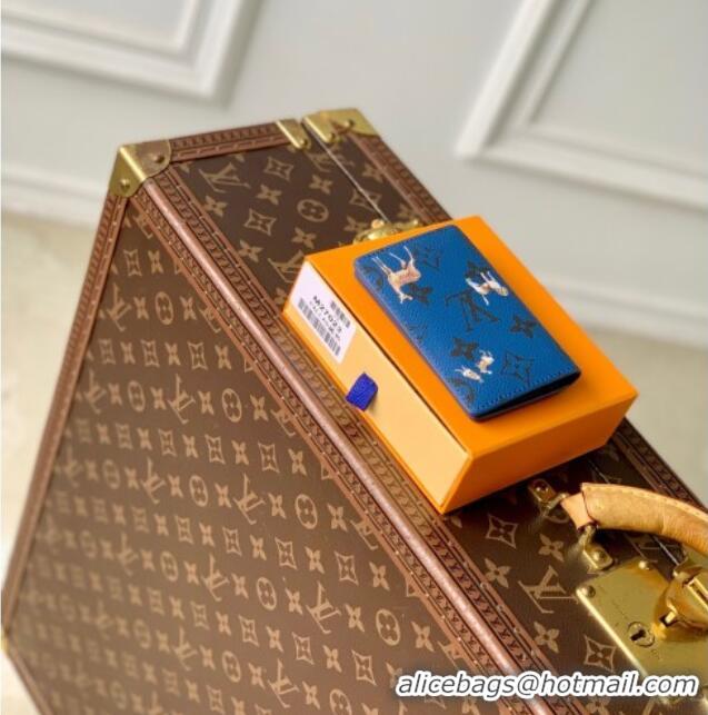 Promotional Louis Vuitton Pocket Organizer Wallet in Monogram Forest Canvas M26979 Navy Blue 2025