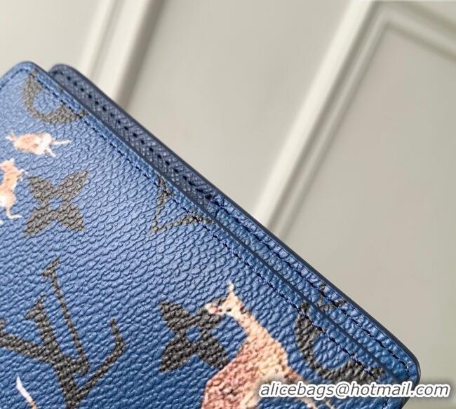 Promotional Louis Vuitton Pocket Organizer Wallet in Monogram Forest Canvas M26979 Navy Blue 2025