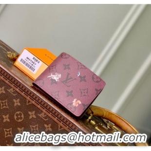 Top Quality Louis Vuitton Multiple Wallet in Monogram Forest Canvas M27057 Burgundy 2025