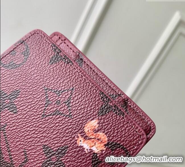 Top Quality Louis Vuitton Multiple Wallet in Monogram Forest Canvas M27057 Burgundy 2025