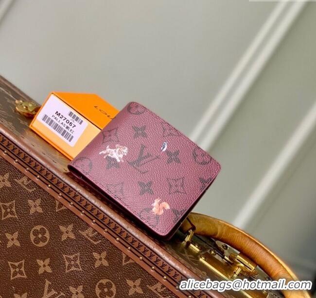 Top Quality Louis Vuitton Multiple Wallet in Monogram Forest Canvas M27057 Burgundy 2025