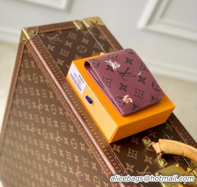 Top Quality Louis Vuitton Multiple Wallet in Monogram Forest Canvas M27057 Burgundy 2025
