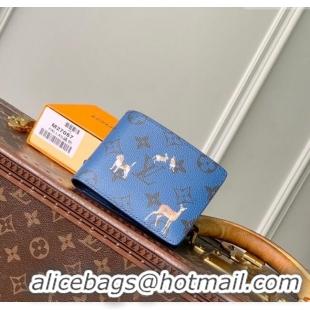 Top Quality Louis Vuitton Multiple Wallet in Monogram Forest Canvas M27057 Blue 2025