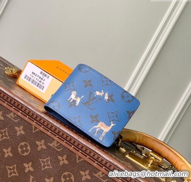 Top Quality Louis Vuitton Multiple Wallet in Monogram Forest Canvas M27057 Blue 2025