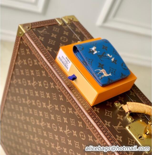 Top Quality Louis Vuitton Multiple Wallet in Monogram Forest Canvas M27057 Blue 2025