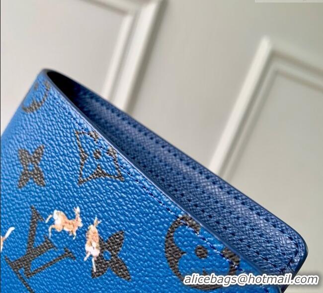 Top Quality Louis Vuitton Multiple Wallet in Monogram Forest Canvas M27057 Blue 2025