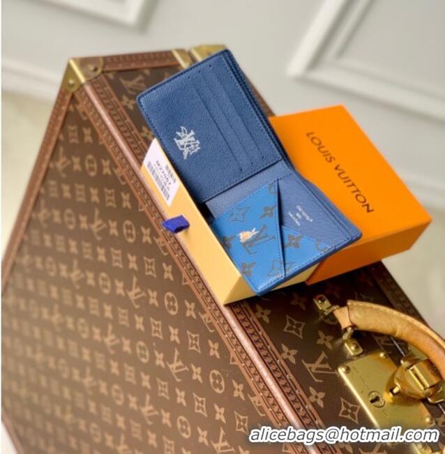 Top Quality Louis Vuitton Multiple Wallet in Monogram Forest Canvas M27057 Blue 2025