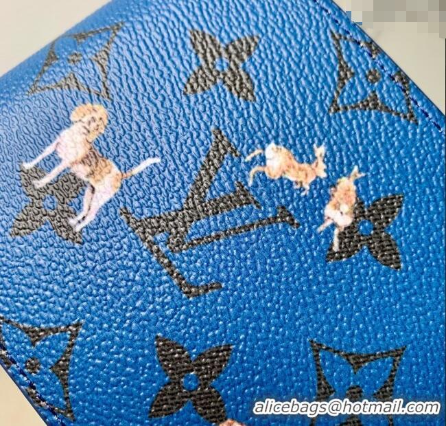 Top Quality Louis Vuitton Multiple Wallet in Monogram Forest Canvas M27057 Blue 2025