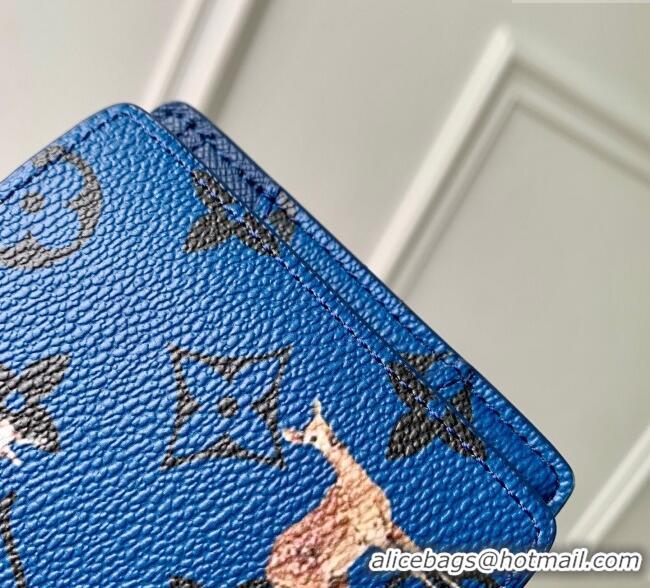 Top Quality Louis Vuitton Multiple Wallet in Monogram Forest Canvas M27057 Blue 2025
