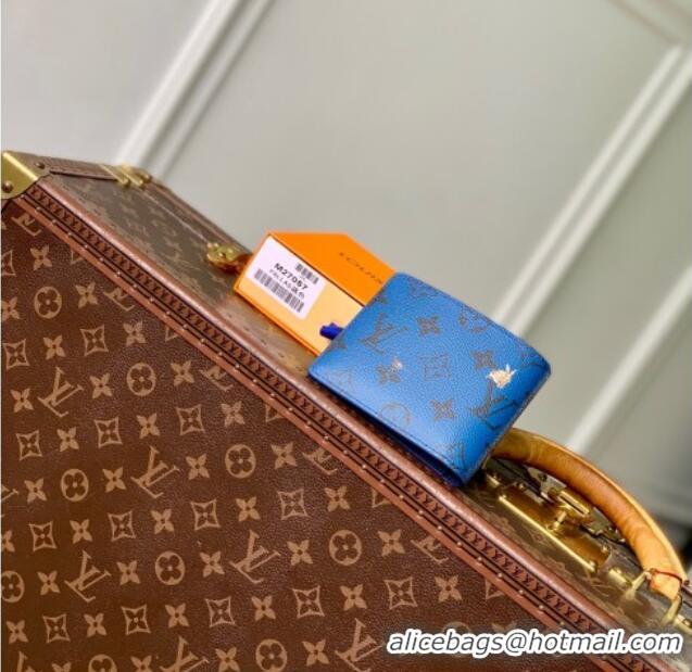 Top Quality Louis Vuitton Multiple Wallet in Monogram Forest Canvas M27057 Blue 2025