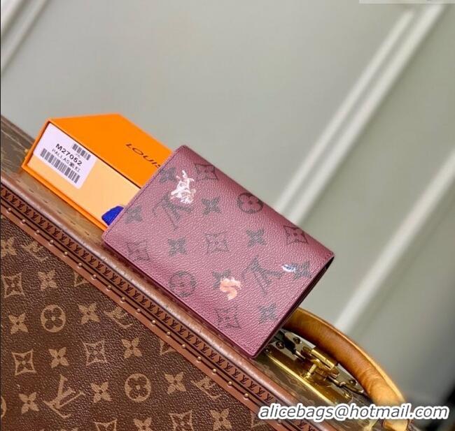 Grade Design Louis Vuitton Passport Cover in Monogram Forest Canvas M27099 Burgundy 2025
