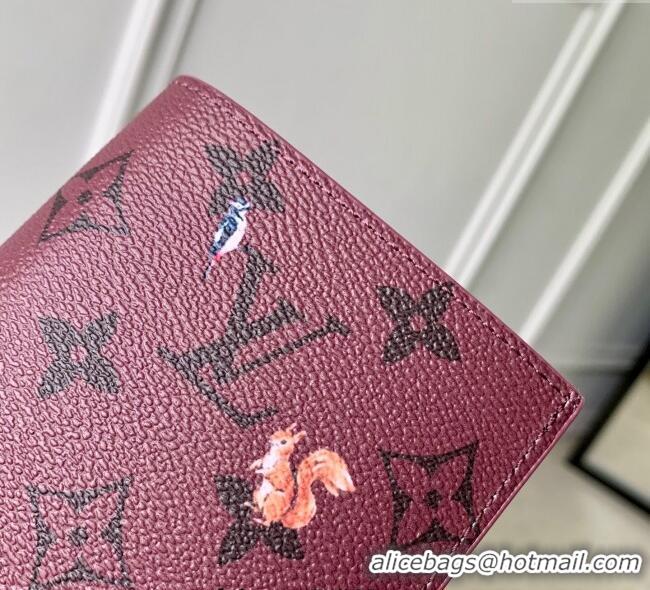 Grade Design Louis Vuitton Passport Cover in Monogram Forest Canvas M27099 Burgundy 2025