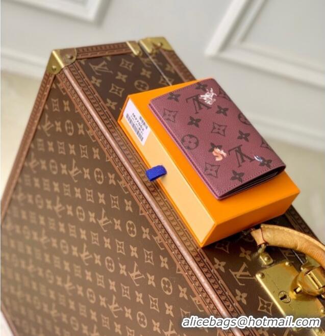 Grade Design Louis Vuitton Passport Cover in Monogram Forest Canvas M27099 Burgundy 2025