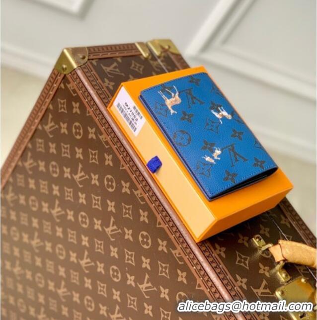 Best Grade Louis Vuitton Passport Cover in Monogram Forest Canvas M27052 Navy Blue 2025
