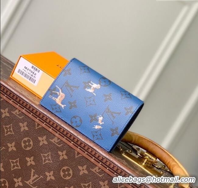Best Grade Louis Vuitton Passport Cover in Monogram Forest Canvas M27052 Navy Blue 2025